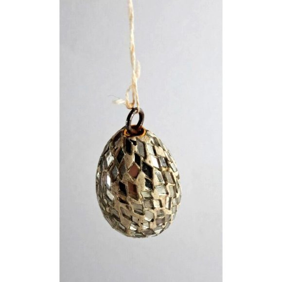 Vintage Christmas Ornaments Push Pin Silver Sequin Mosaic Retro Set Of 2 - Picture 3 of 3